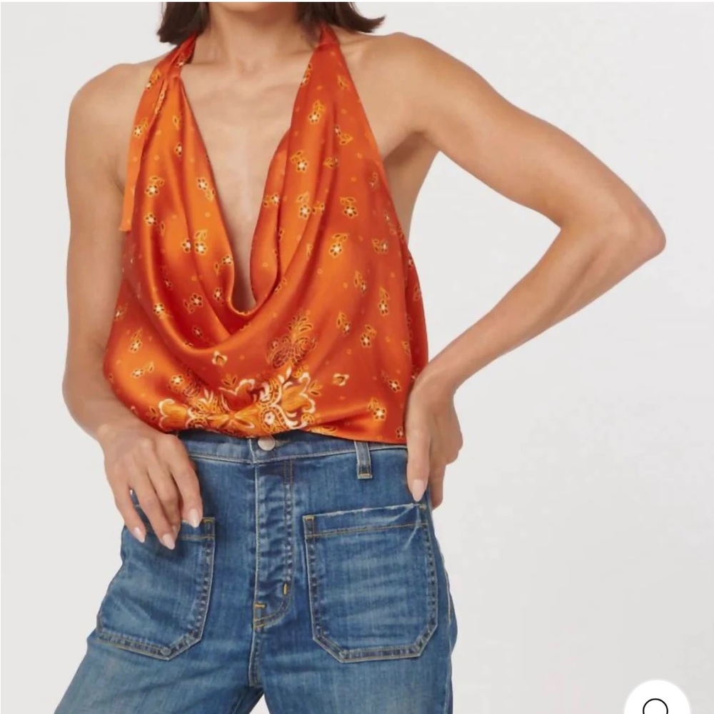 Cami NYC Silk Bandana Halter Top